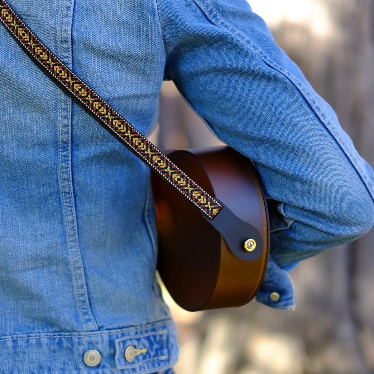 thumbnail image 2 of Guitar Strap With Jacquard Weave - Adjustable Cotton Strap With Strap Locks & Picks 2 of 13
